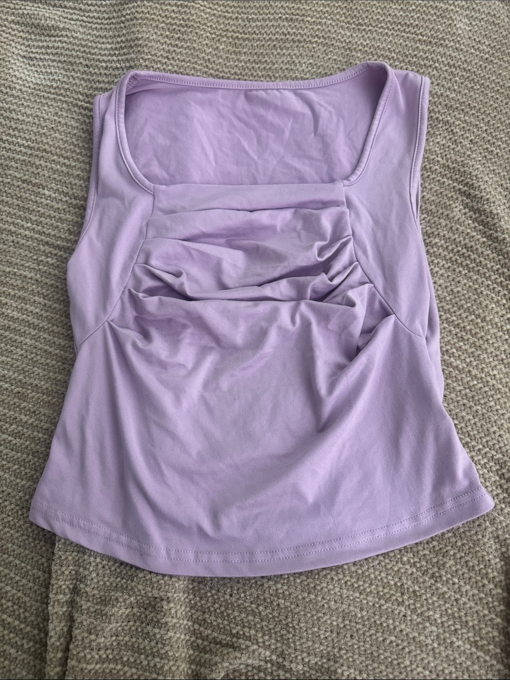 SHEIN Lavender Ruched Square-Neck Tank Top